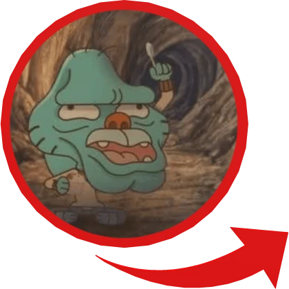 Gumball Caveman Red Circle