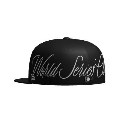 Backward Black LA Baseball Fitted Cap World Serie