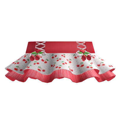 Cherry and Love Heart Bow Red Skirt