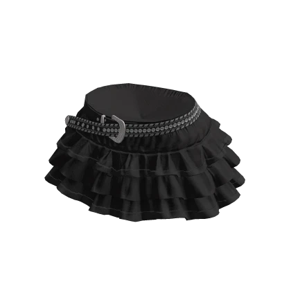 Black Y2K Ruffled Skirt w/ Belt