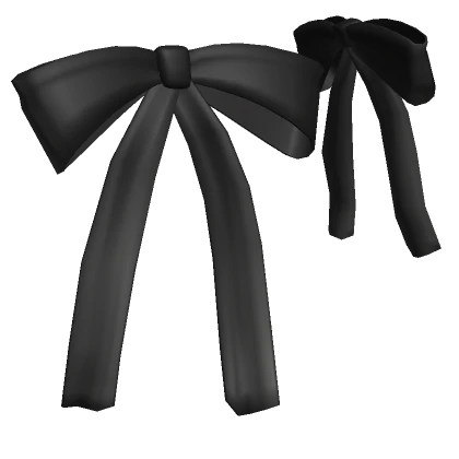 Dainty Black Long Ribbon Bow