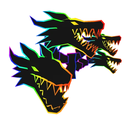 Cartoony Rainbow Dragon Heads