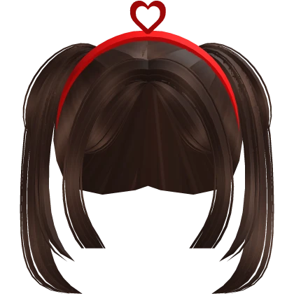 Adorable Pigtails in Brown wHeart Shaped Headband
