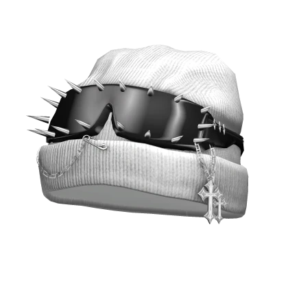 White Emo Beanie w/ Spiked Glasses