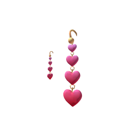 Heart Chain Earrings Pink