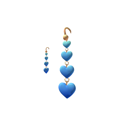 Heart Chain Earrings Blue