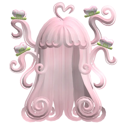 ♡ pink cute swirly hair with butterflies