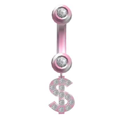 Dollar Sign Belly Ring Pink