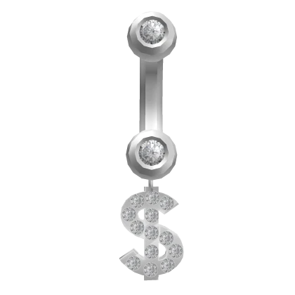 Dollar Sign Belly Ring Silver