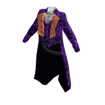 Fancy Long Tailored Coat - Purple Metallic