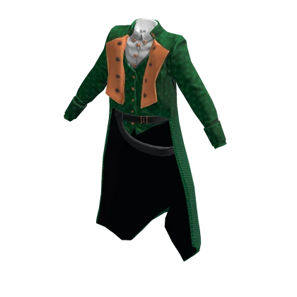 Fancy Long Tailored Coat - Green