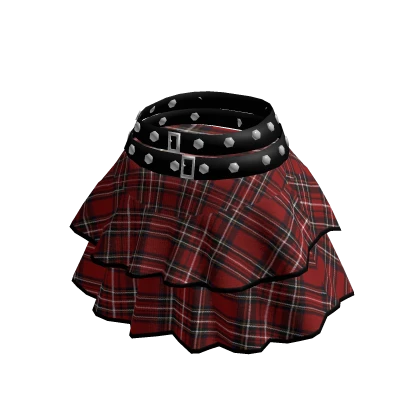 Layered & Ruffled Tartan Red Plaid Goth Skirt