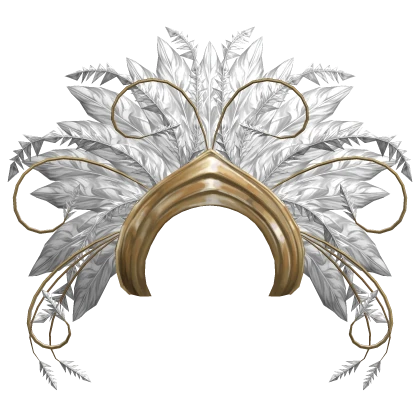 Feather Showgirl Headdress in Gold White
