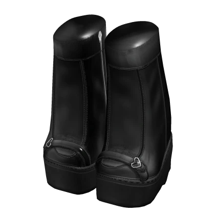 Stylish Girl Latex Platform Boots in Black V1