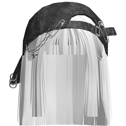 Short Emo Hair w/ Distressed Backwards Cap (White)