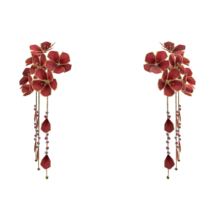  Red Valiant Cherry Blossom Plum dangling hairpin