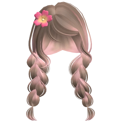 Summer Beach Braids With Flower Clip Milktea Pink