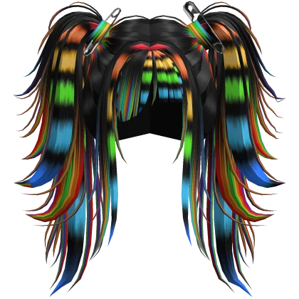 Rainbow Scene Emo Spiky Messy Pigtails