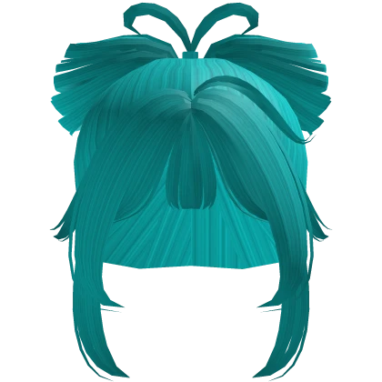 Cute High Ponytail Bow Hair (Teal)
