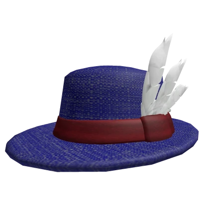 Feathered Blue Fedora with Red band