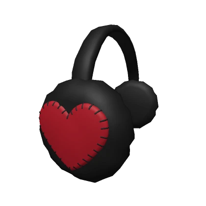 Heart Stitched Earmuffs Black & Red