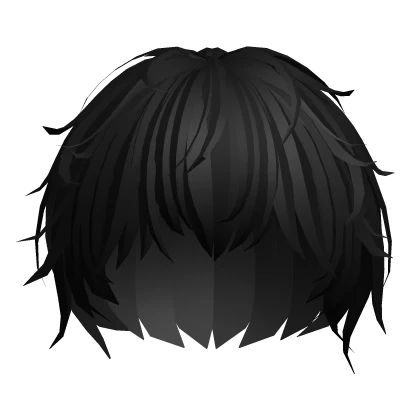 messy black silky anime protagonist boy men hair