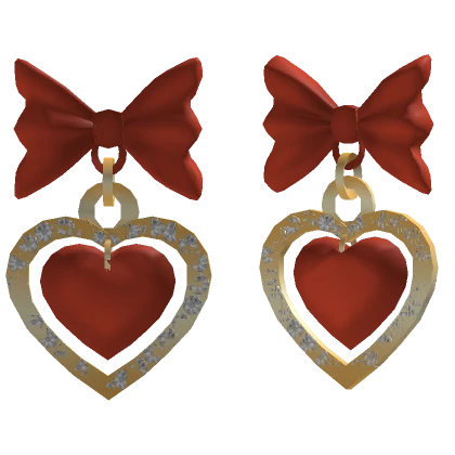 Red Ribbon Heart Earrings