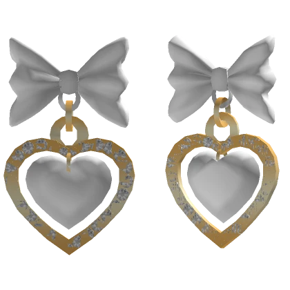 White Ribbon Heart Earrings