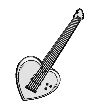 Cartoony White Heart Guitar