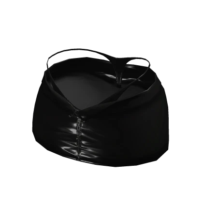 Black Latex Unzipped Whale Tail Mini Skirt