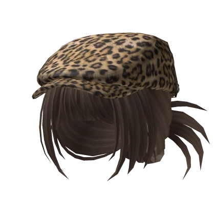 🍀Y2K Beret Spikey Bun (Leopard & Brown)