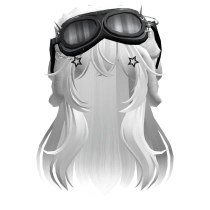 White Anime Long Hair w/ Y2K Goggles Ushanka v2