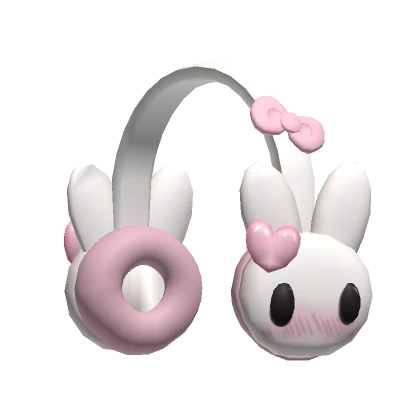 ⊱┊easter cute soft bunny headphones pink heart