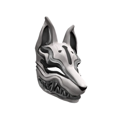 🎭🦊 White-black Cursed Japanese Kitsune Mask