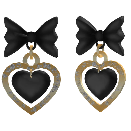 Black Ribbon Heart Earrings