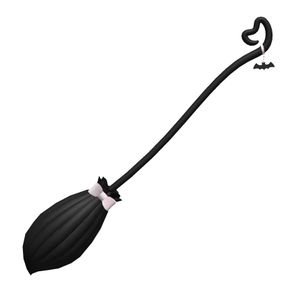 ୨୧: kawaii spooky witches broom in black and pink 