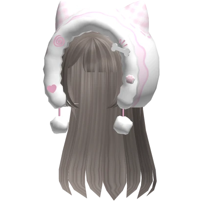 ♡ cutecore kawaii kitty hood /w layered hair grey