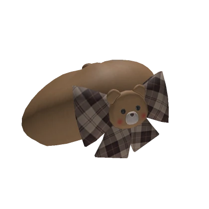 Brown Plaid Bear Beret