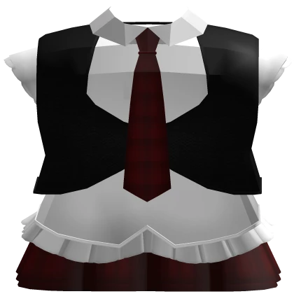 kawaii japanese black red school uniform with tie