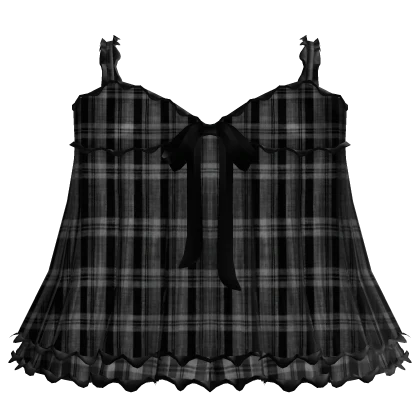 gothic ruffle dress w bow - black plaid 3.0