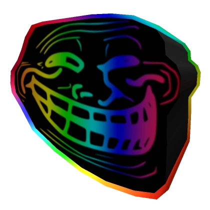 Cartoony Rainbow Trollface Head