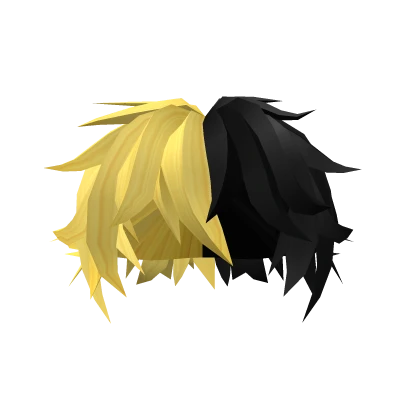 Yellow and Black Split Messy Bedhead Hairstyle