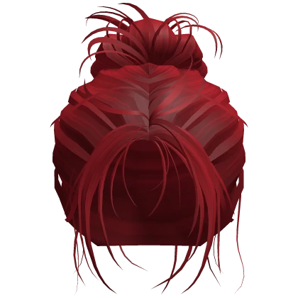 Dark Red - Messy Grunge Ponytail Bun, Light Bangs