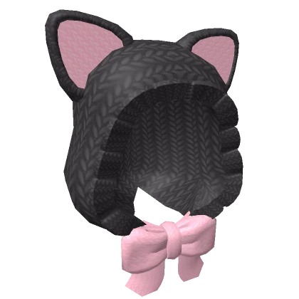 Aesthetic Knitted Kitty Hood in Black