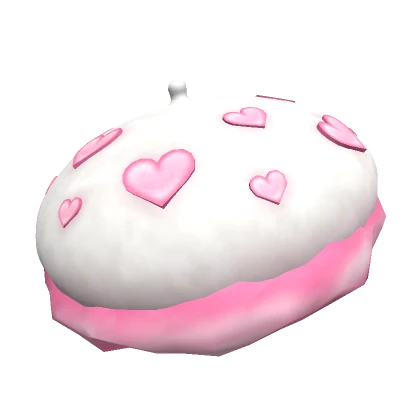 Fluffy Valentine Beret - white/pink