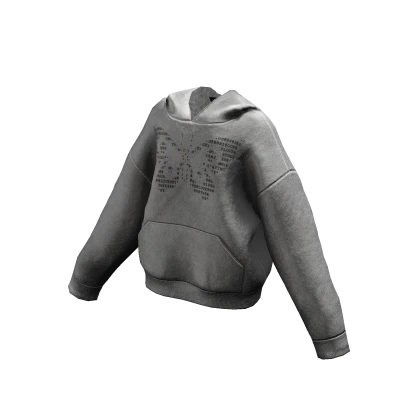 Oversized Graphic Hoodie (Gray Butterfly)