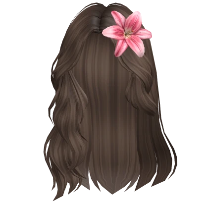 Beach Swept Wavy Hair w/ Lily Flower (Brown)