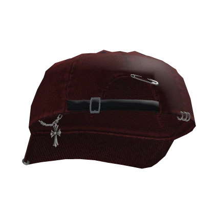 Backwards Pierced Distressed Red Hat