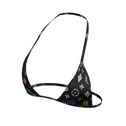 ♔ 2000s Black Multicolor Monogram Bikini Top