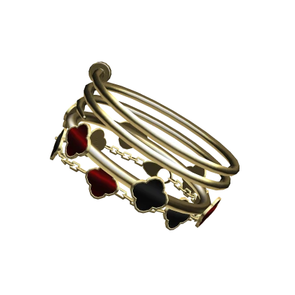 Gold Bangle Clover Bracelet Black Red Right